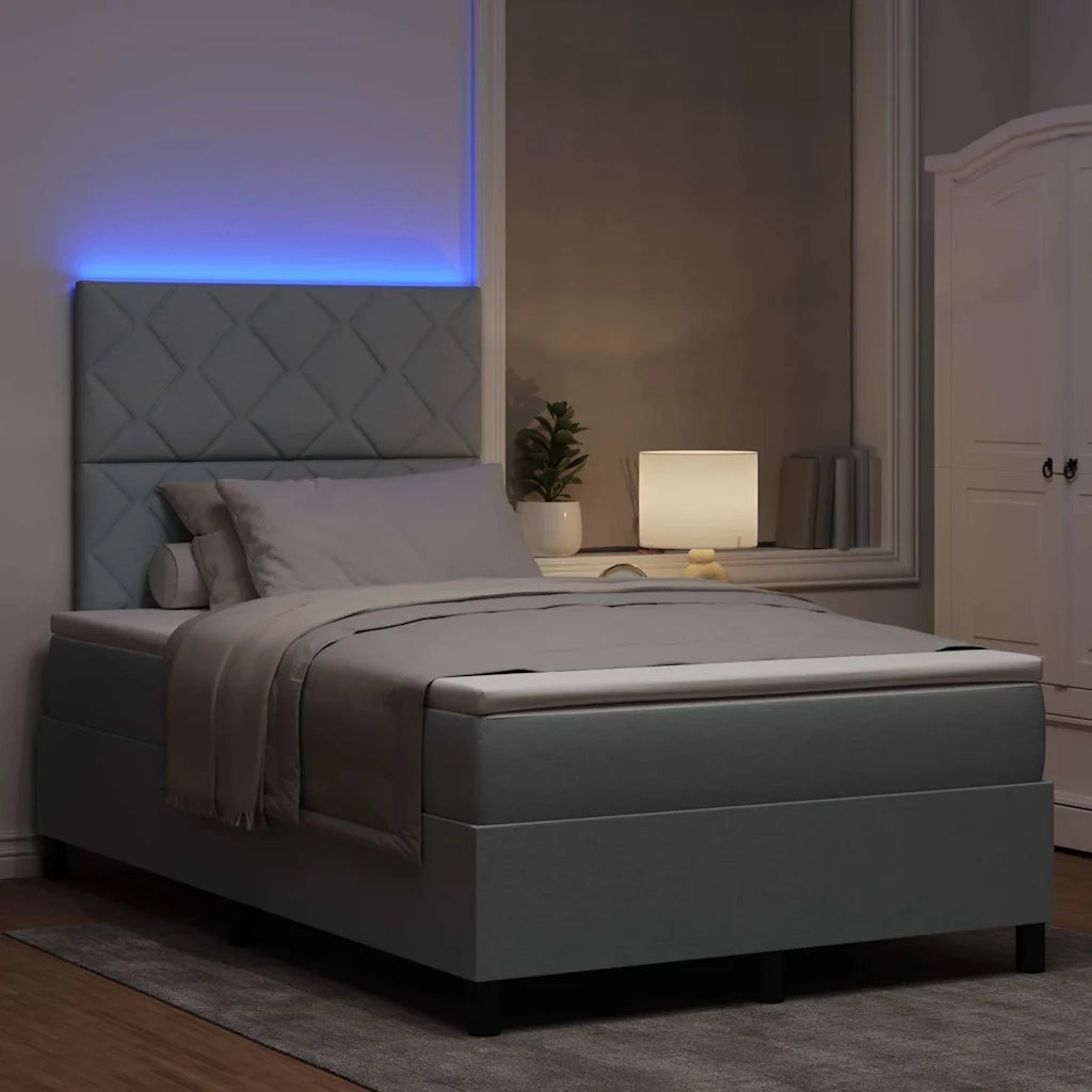 Letto a molle con materasso Grigio chiaro 120 x 200 cm Tessuto