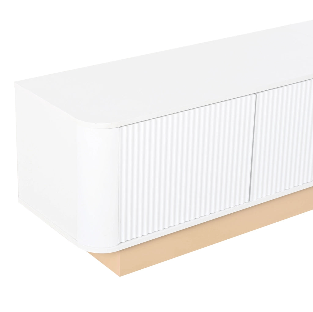 Mobile TV 200x40x47,5 cm a 4 ante in MDF bianco con ripiani regolabili