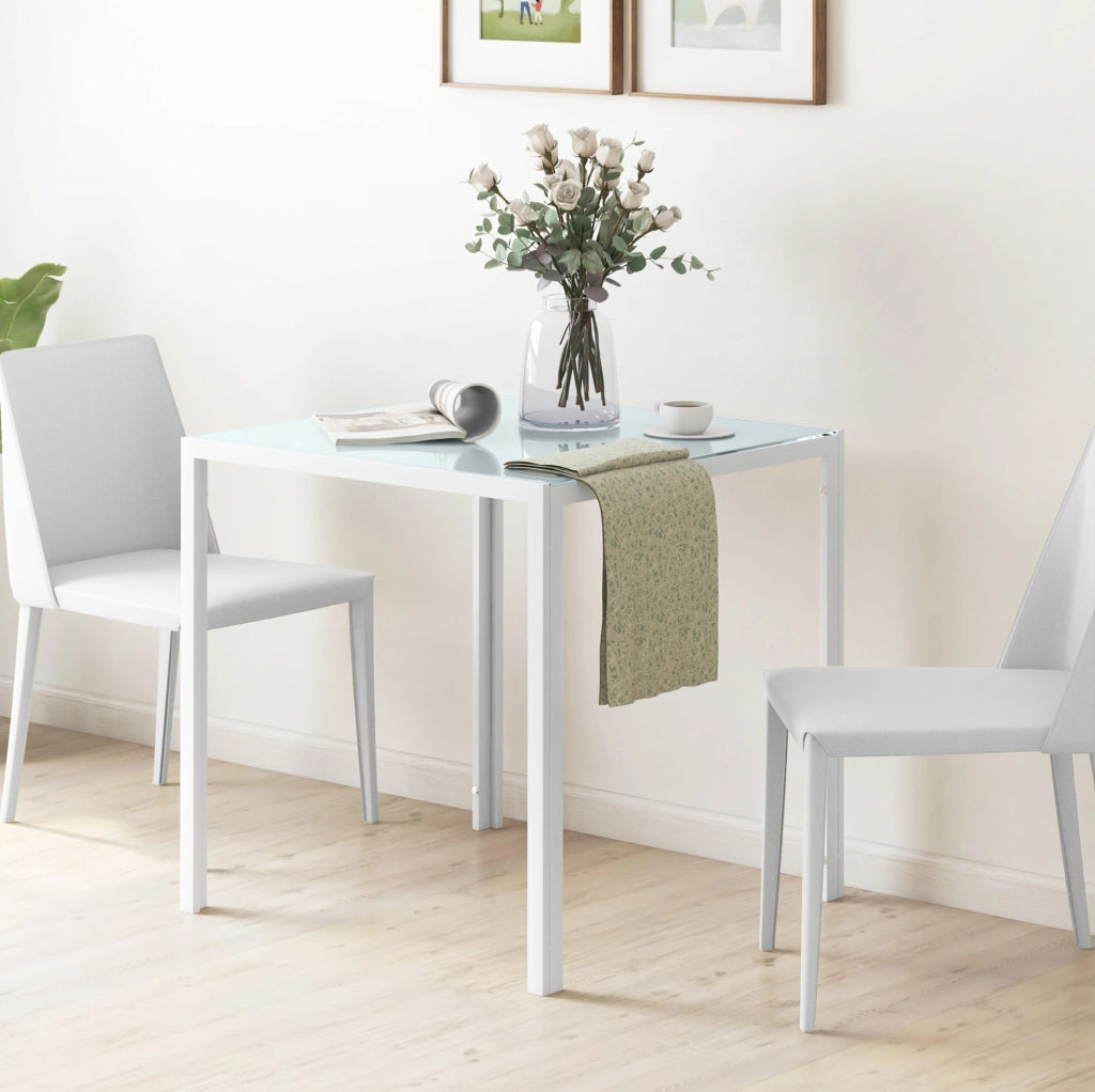 Tavolo da pranzo quadrato in vetro 75x75 cm bianco