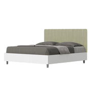 BS COM Letto matrimoniale con rete 160x190 bianco frassino testata microfibra tè verde