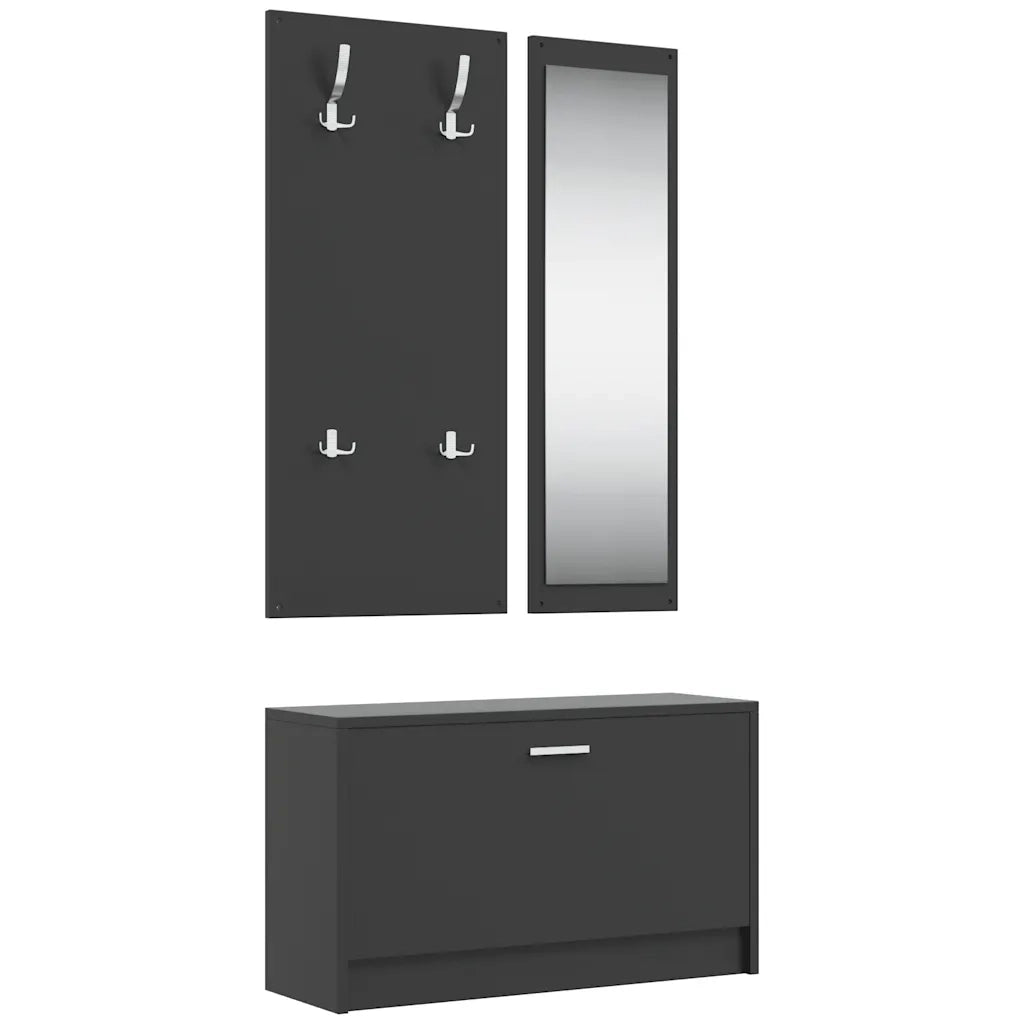 Set Scarpiere 3 in 1 Nero in Legno Multistrato 342571