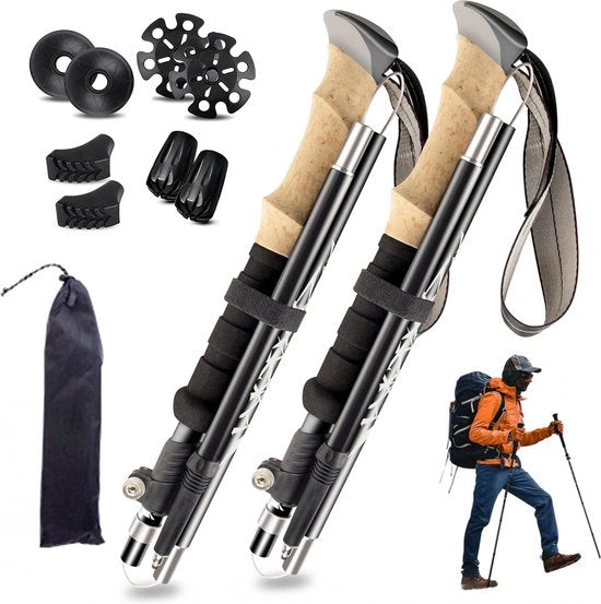 Passo Velocissimo per Trekking - Stili da Camminata - Verstilabile - con Borsa e Accessori - Escursionismo - Funzione Anti-Schoc - Ultraleggero - Leggero e Compattibile - Ripiegabile - Manico Ergonomico per Comfort - Qualità Premium