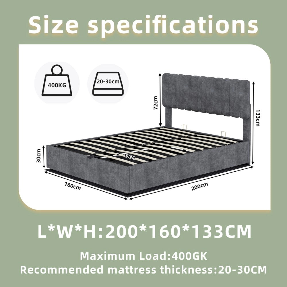 Letto Contenitore Imbottito con Testiera ¨C MINIMAL ¨C Grigio 160x200