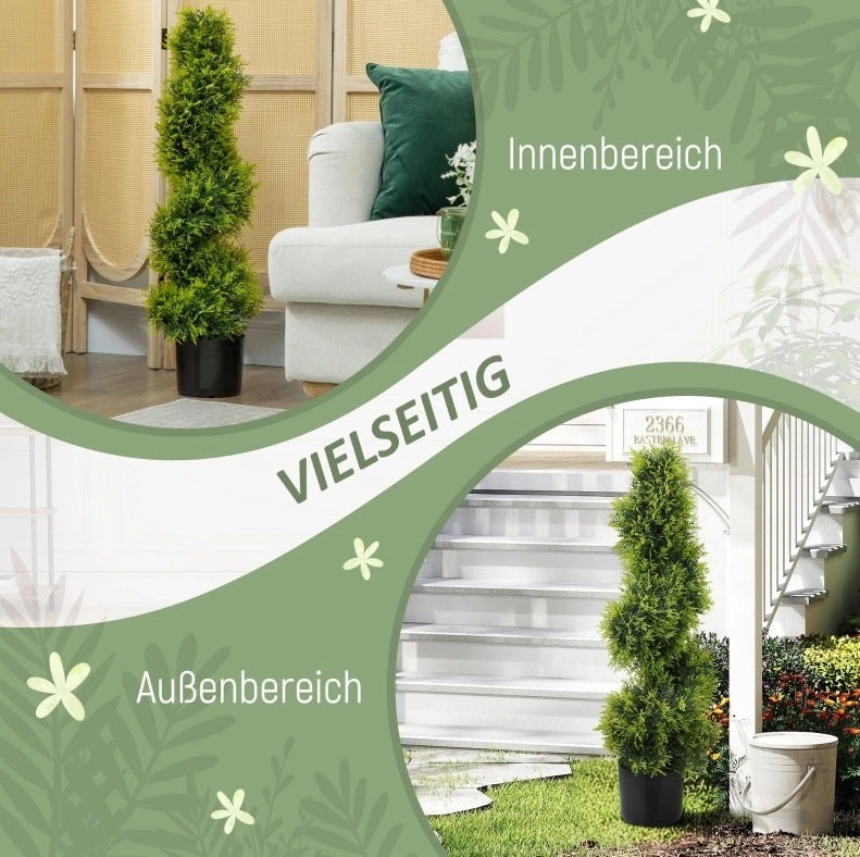 Pianta artificiale ULEVR a spirale 90 cm con 693 foglie PE, in vaso, verde, per interno ed esterno