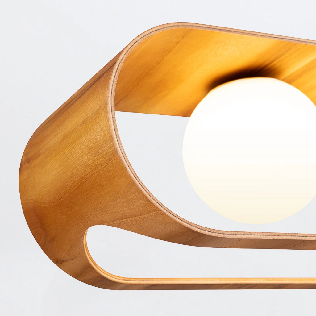 Sospensione SFERA teak 85 cm 3 luci E27 Quintiesse