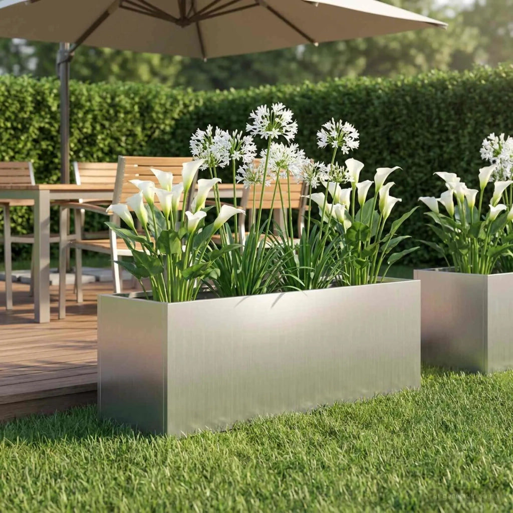 Vaso da giardino Argento 40 x 20 x 20 cm Acciaio zincato 8005144