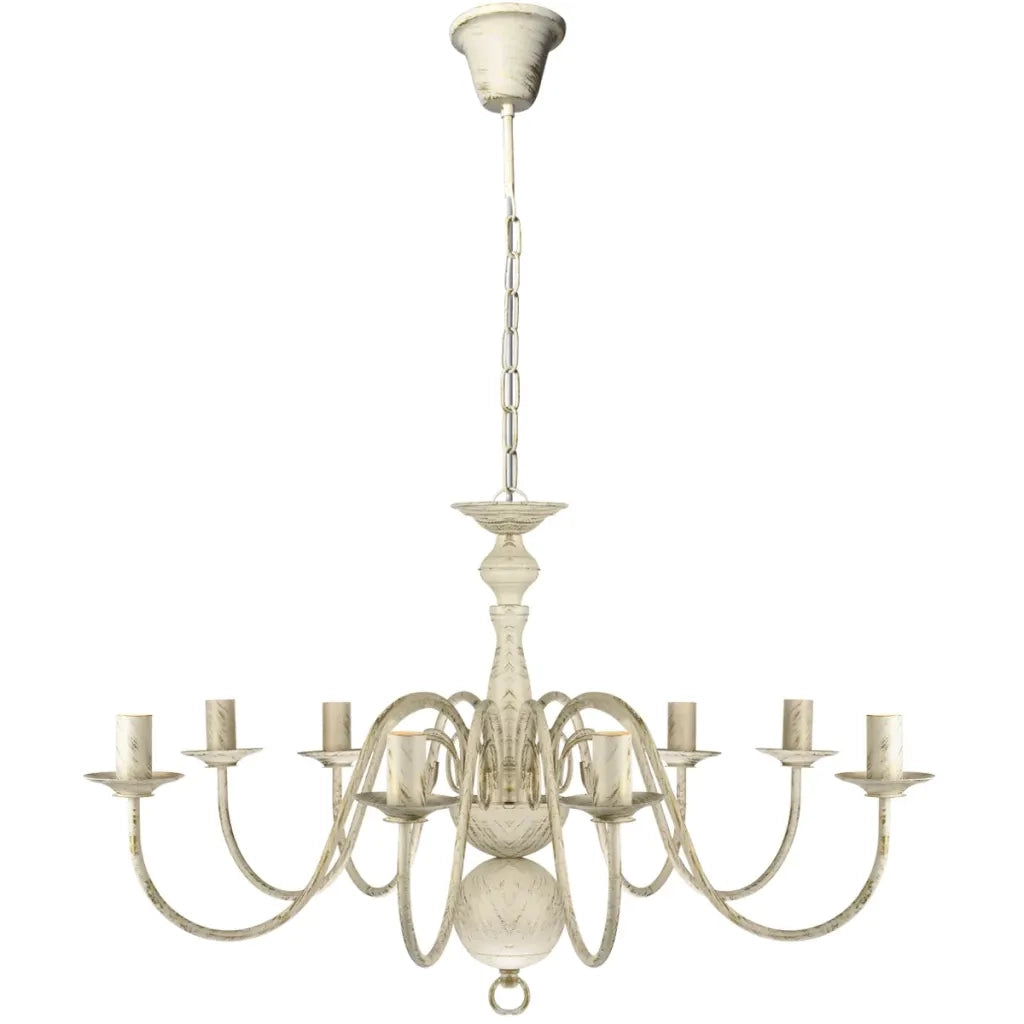 Lampadario in metallo bianco anticato per uso residenziale design classico 80 x 45 cm metallo bianco anticato 02_0046250