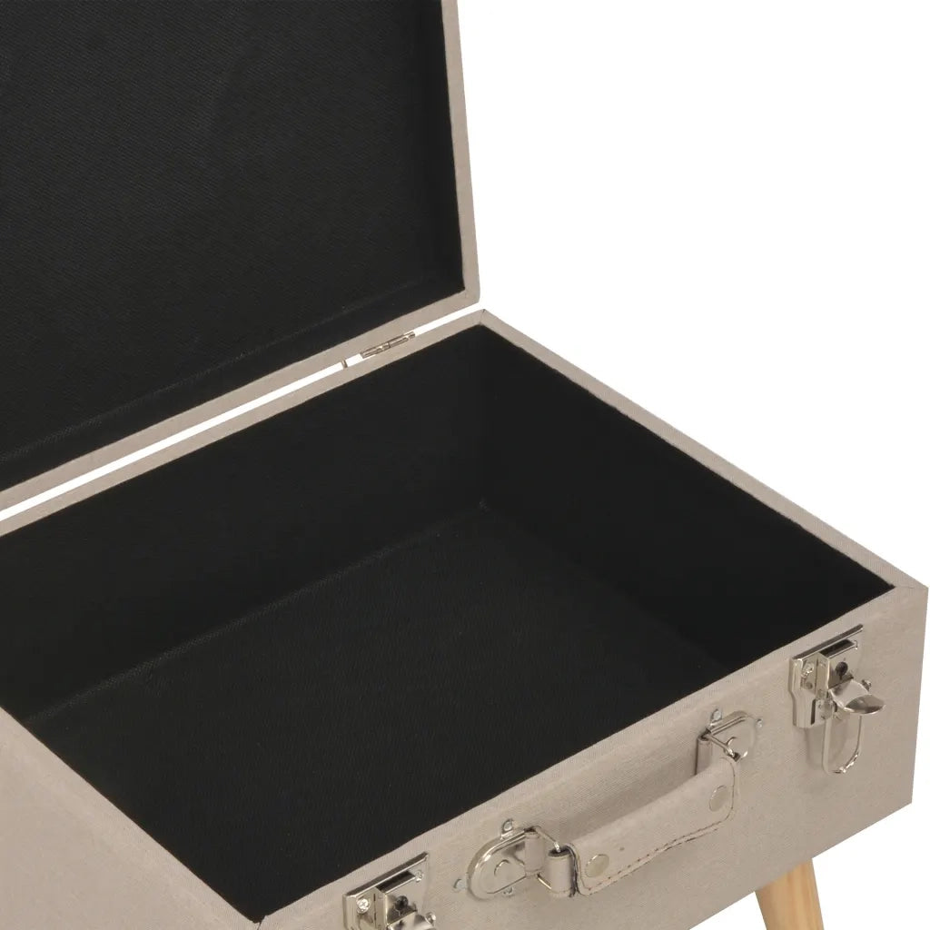 Sgabelli con Contenitore 3 pz in Tessuto Beige