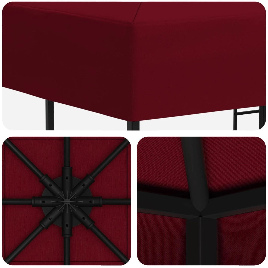 Gazebo 3 x 3 m Borgogna Poliestere e Acciaio 190 900335