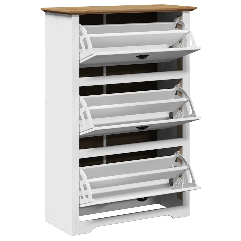 Scarpiera | Mobile per scarpe BODO Bianca e Marrone 80x35x118 cm