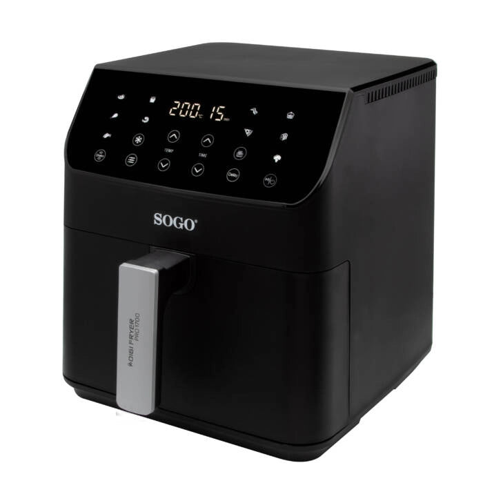 Friggitrice ad aria 6L 1700W con 12 programmi e display touch, temperatura 60-200°C e timer 60 min, senza olio - Sogo