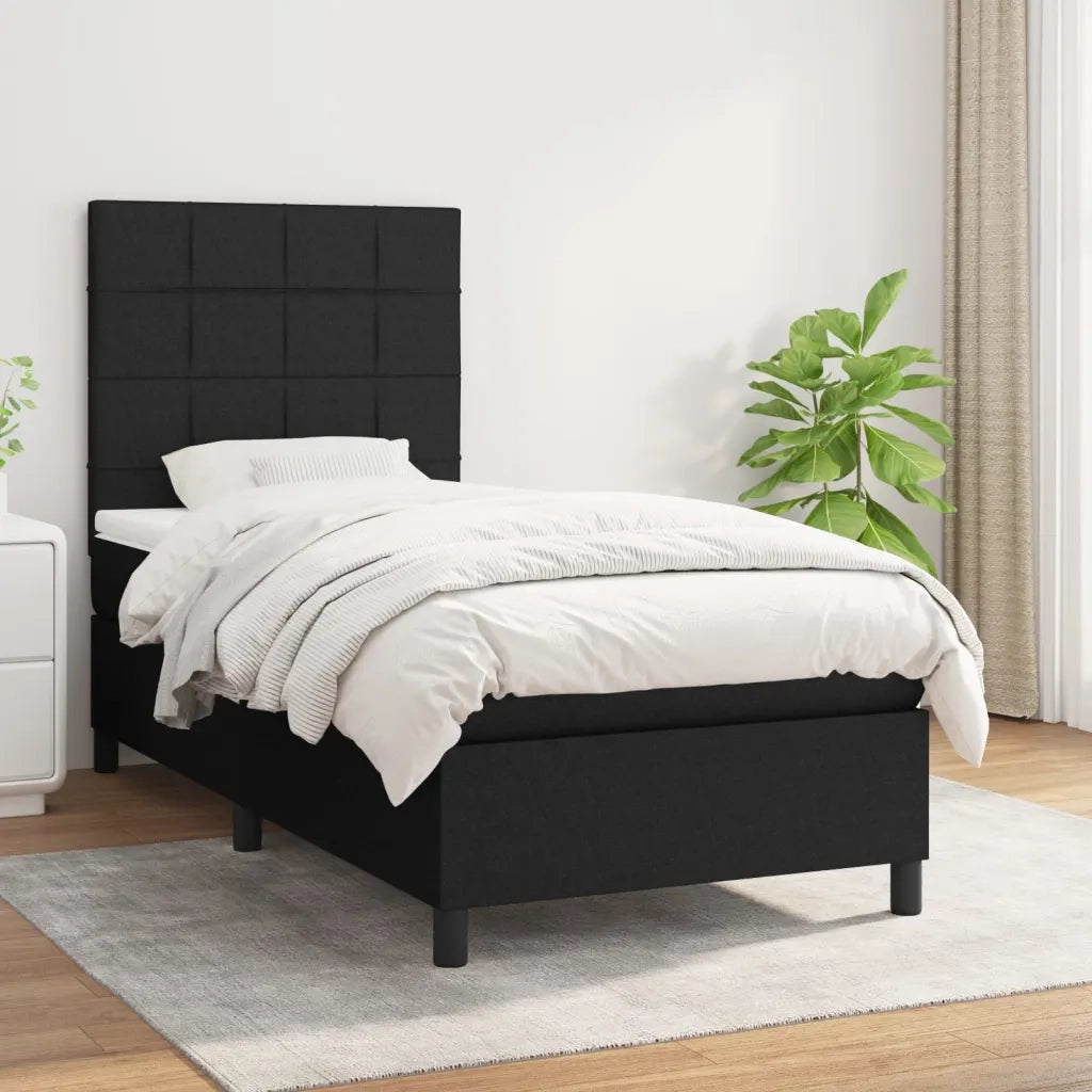Giroletto a Molle con Materasso-Struttura Letto Nero 80x200 cm inTessuto 696654