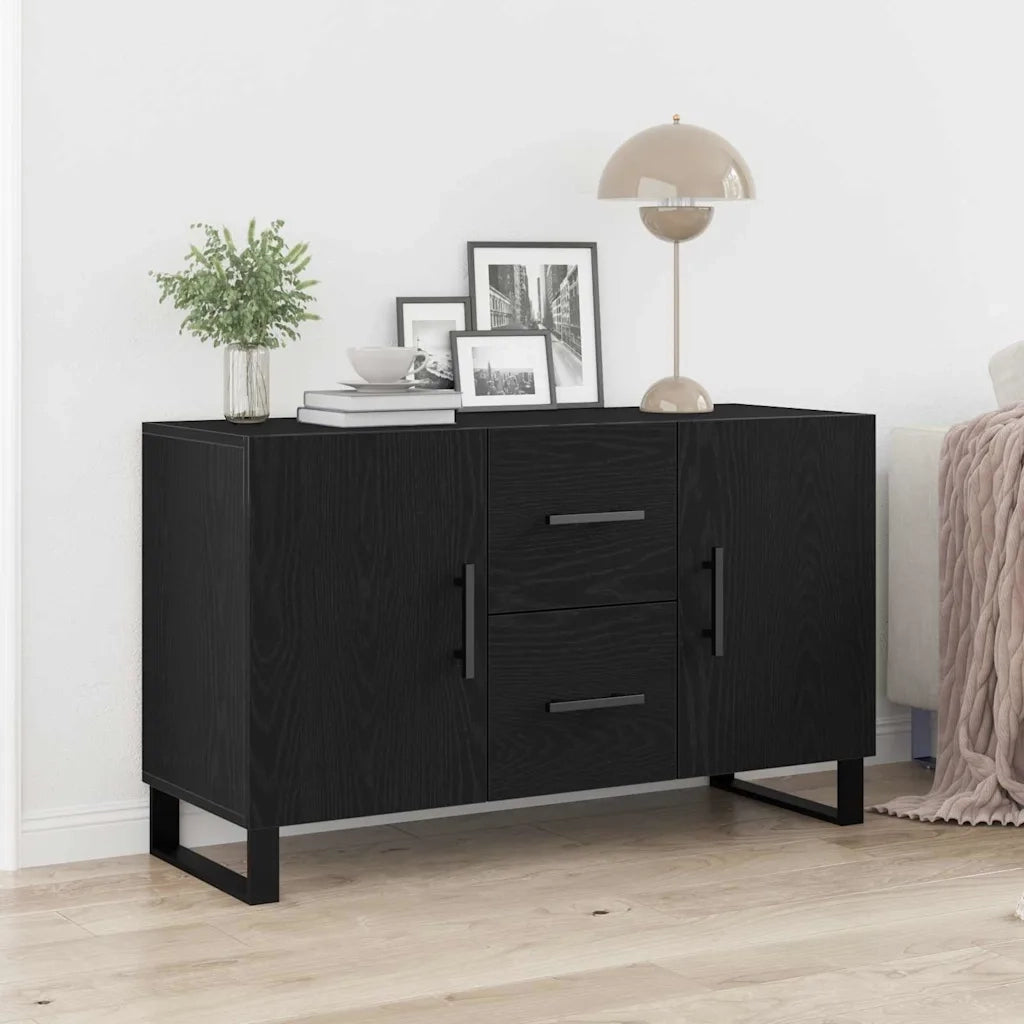 Credenza | Madia | Buffet da pranzo | Armadio da pranzo Rovere Nero 100 x 36 x 60 cm Legno multistrato