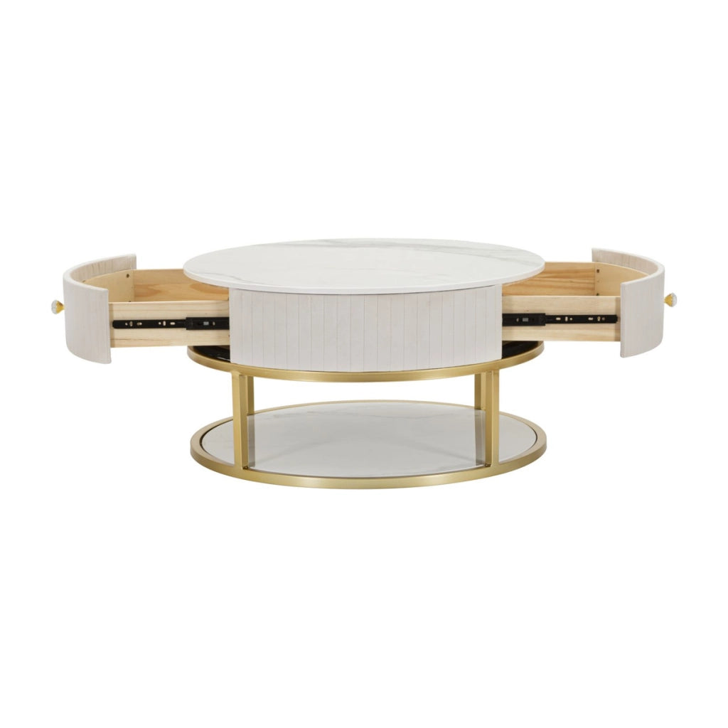 Tavolino VKH529, Bianco, Legno, 75x75x36 cm