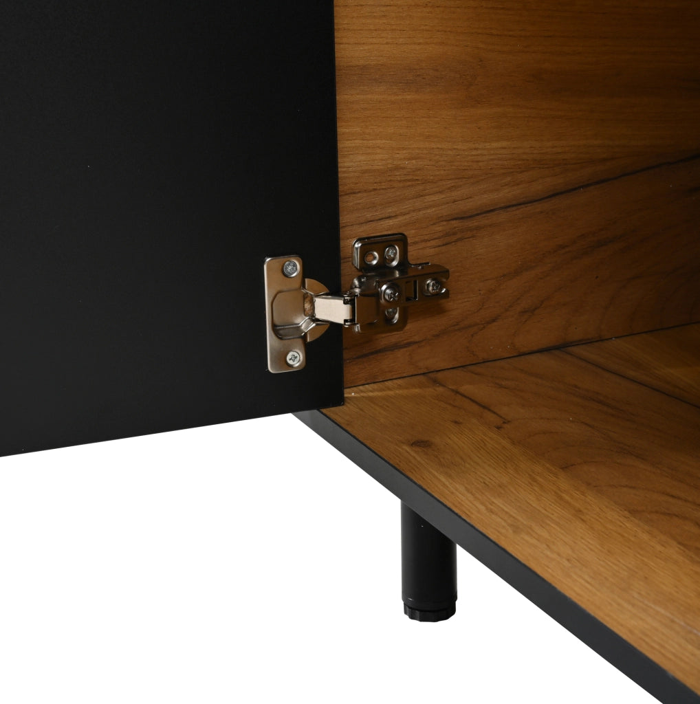 Mobile TV 180x32;5x50 cm con 3 ante e cassetto nero effetto legno HOMVRA