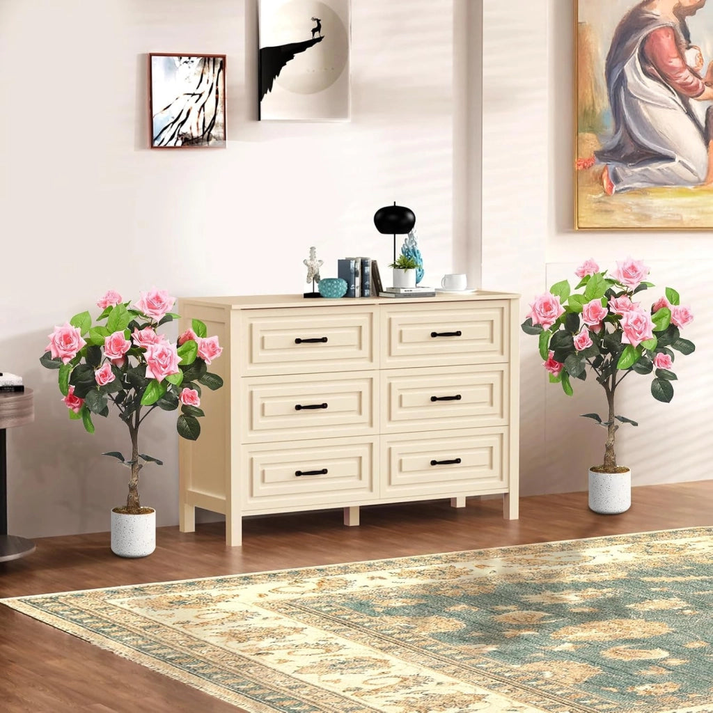 Set 2 Alberi di Rose Rosa Artificiali 75 cm con Tronco Naturale e Vaso