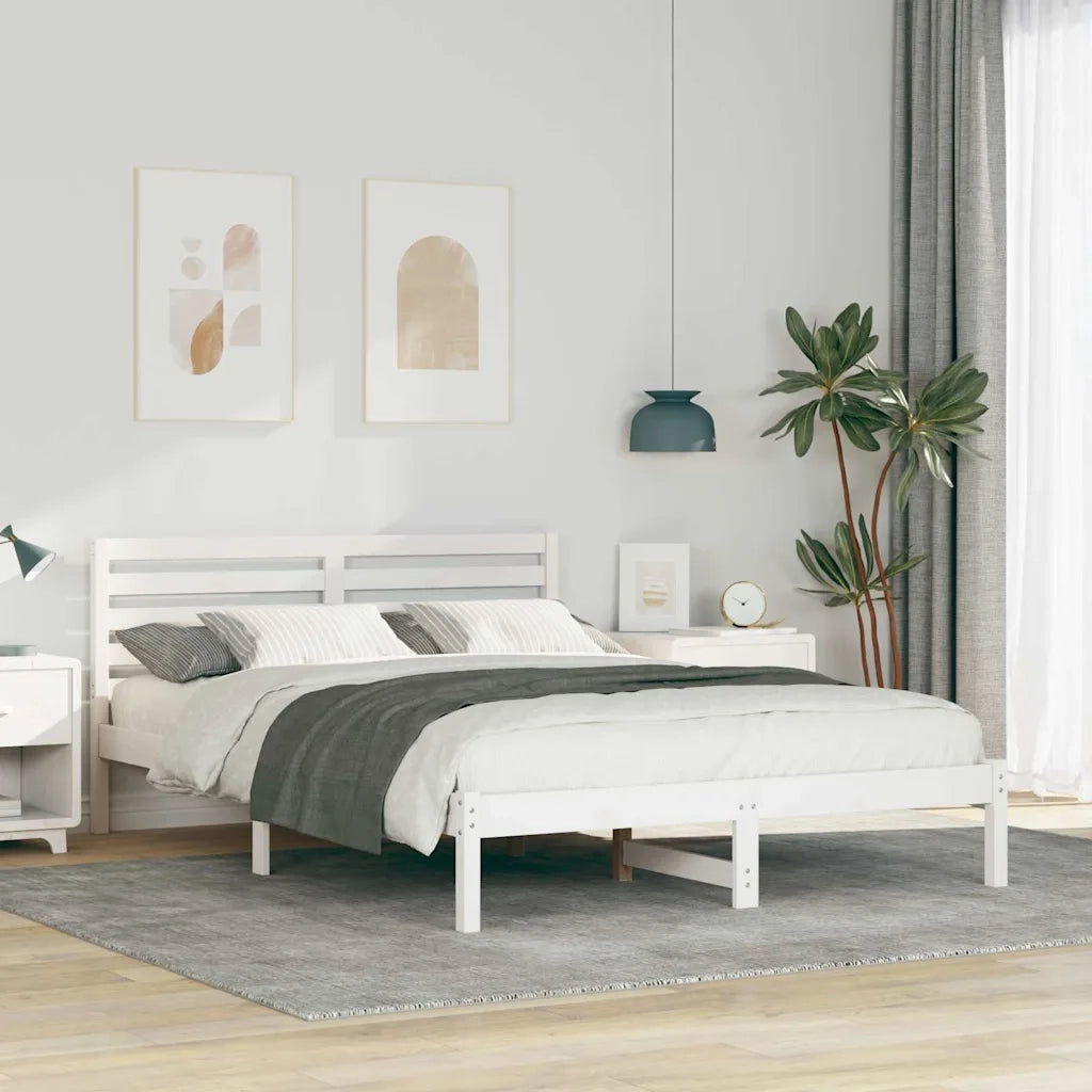 Struttura del letto-Giroletto-Rete del Letto Bianco 140 x 220 cm Pino massello 894943