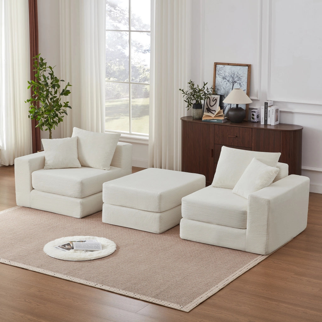 DIVANO modulare 259,5x96x80 cm bianco con base antiscivolo