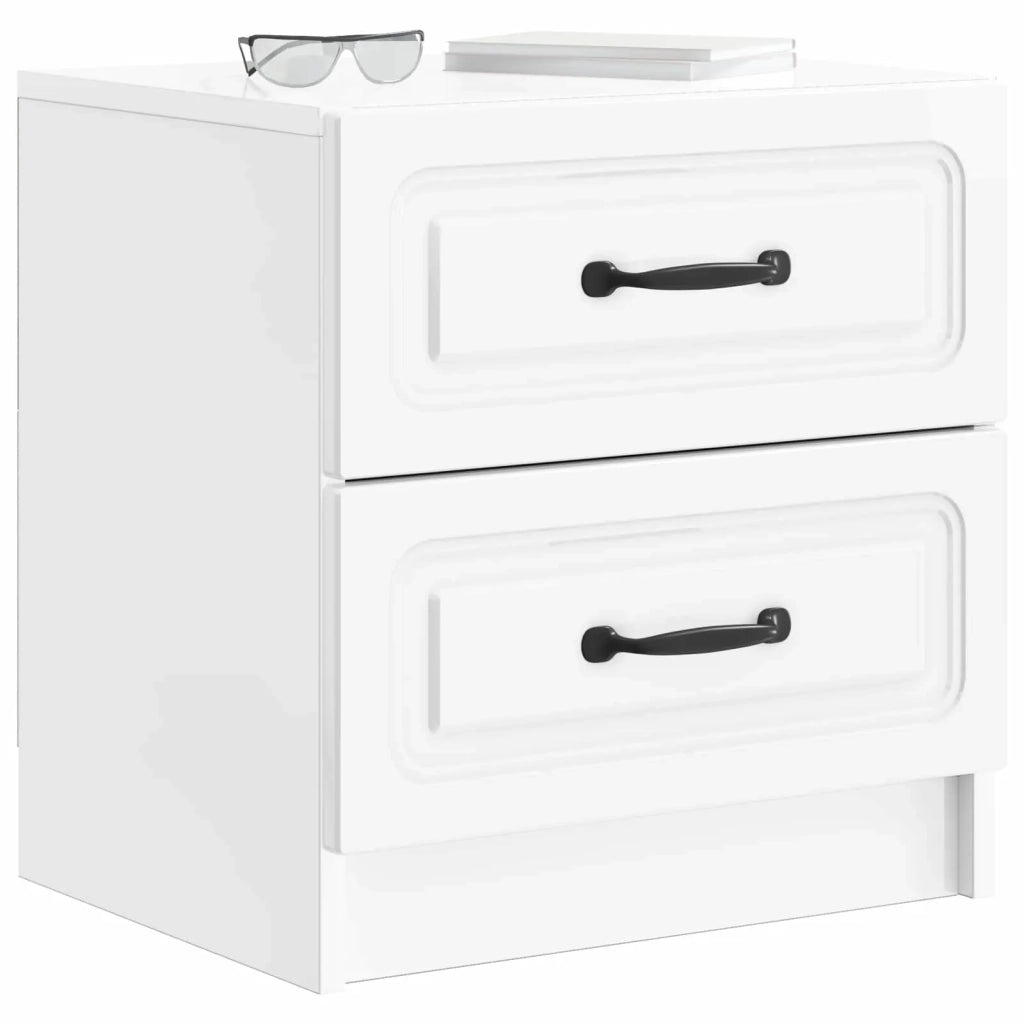 Comodino | Armadio da Notte | Mobiletto da notte con cassetto Bianco Lucido 43 x 34,5 x 44,5 cm