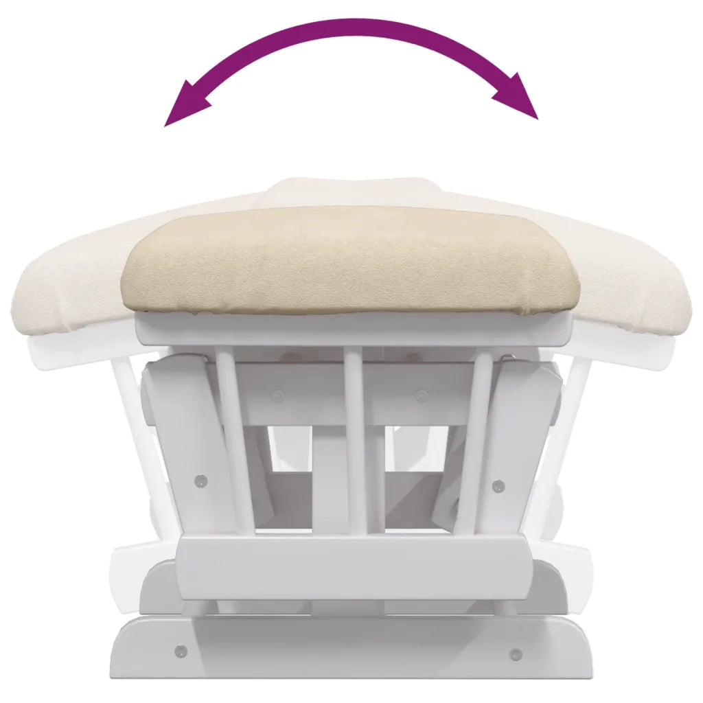 Poltrona Glider con Sgabello Bianco Crema in Tessuto 351663