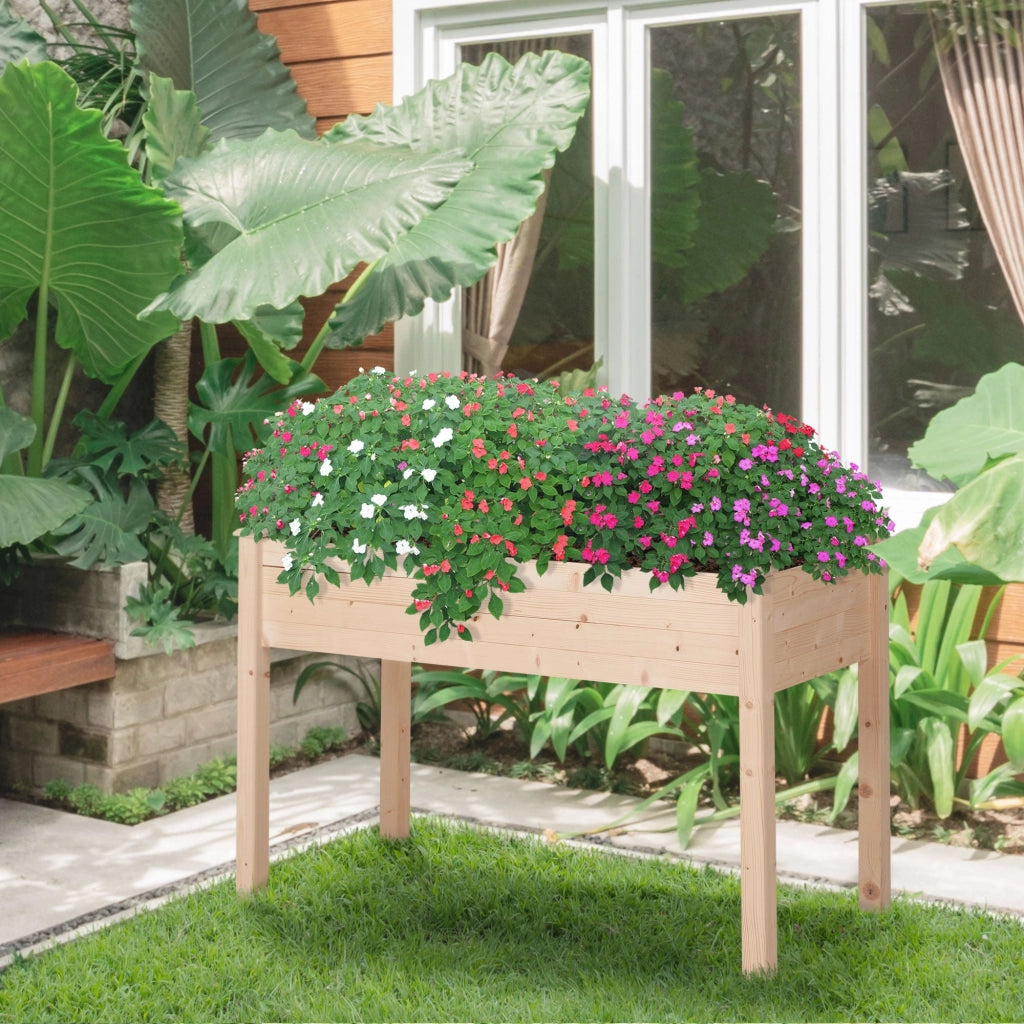Orto Urbano Pensile in Legno con Fodera in Tessuto 122.5x56.5x76 cm