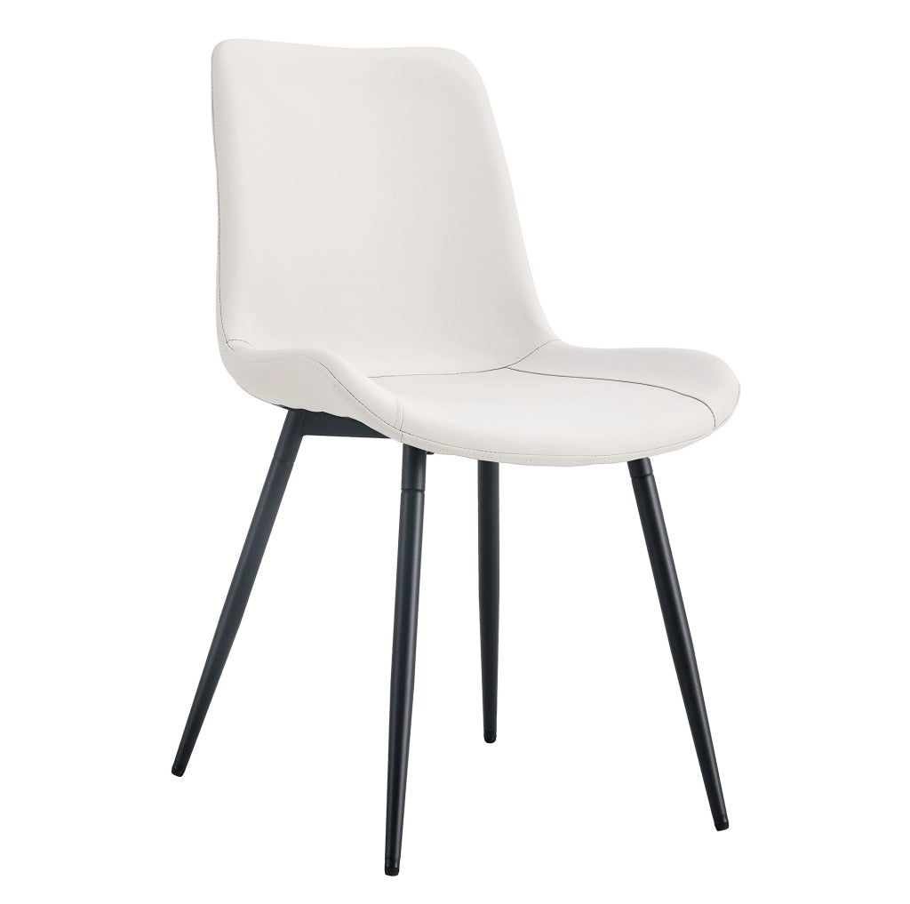 Set di 4 sedie da pranzo 83 cm in PU bianco e metallo nero, per casa e ufficio