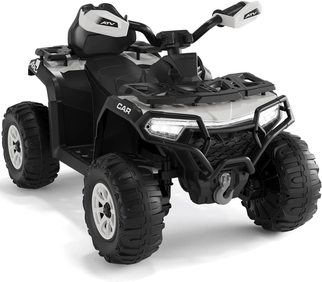 Quad Elettrico per Bambini 12V ATV con Musica; Clacson e Fari LED; 95x55x56 cm; per 3-8 Anni - Bianco