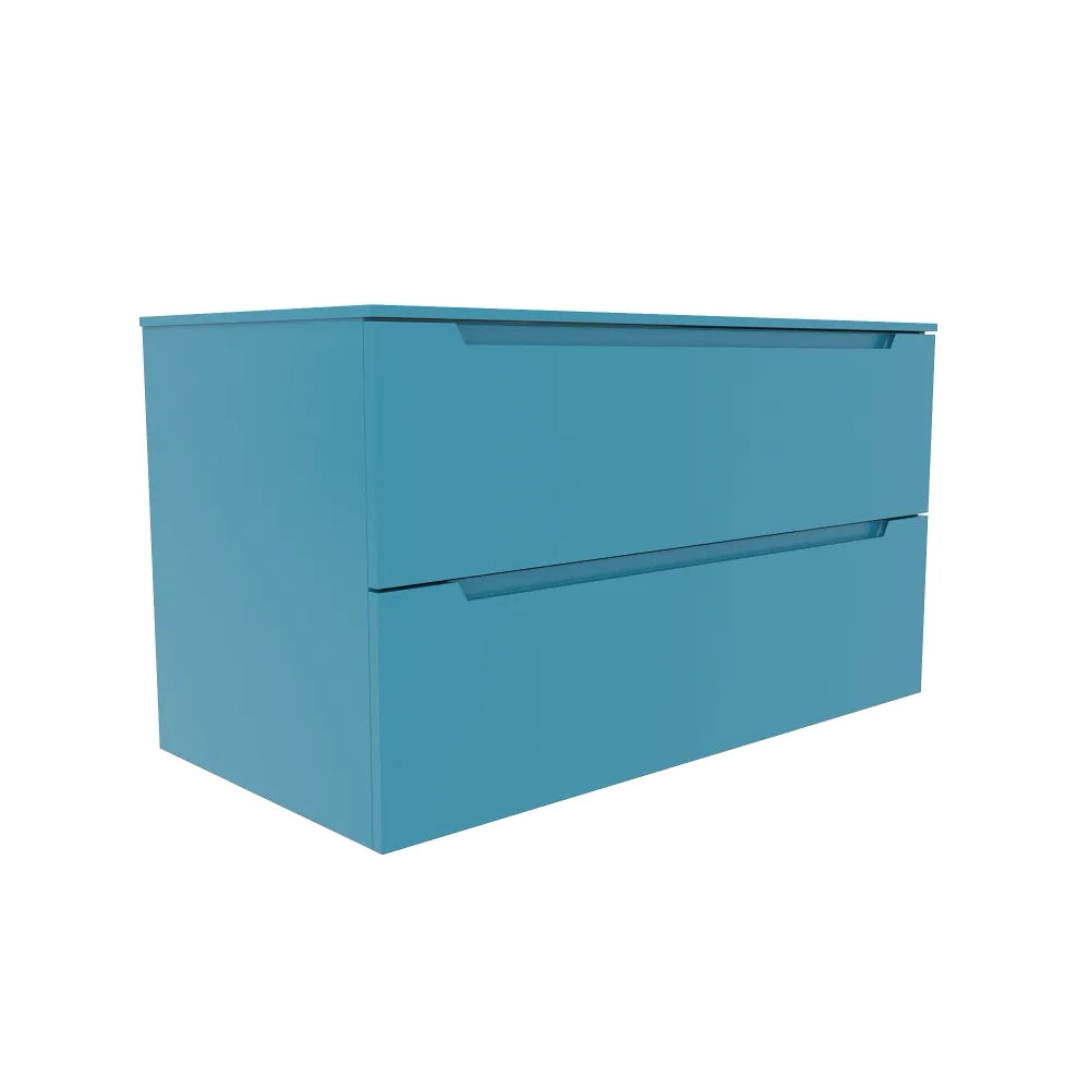 Mobile bagno sospeso 100cm dusk blue due cassetti soft-close con top | Bako