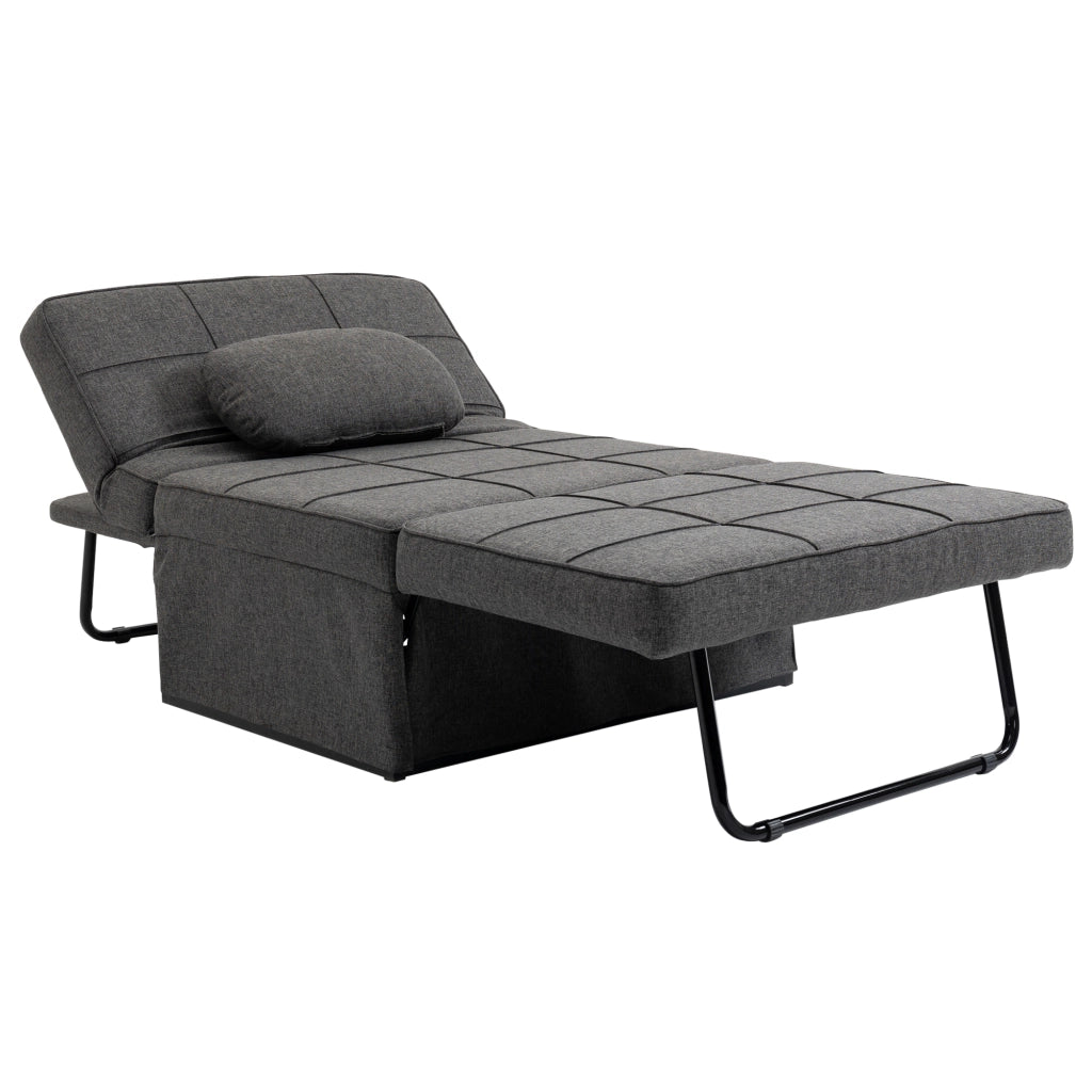 Poltrona letto convertibile con pouf ¨C Minimal ¨C Grigio, tessuto, inclinabile