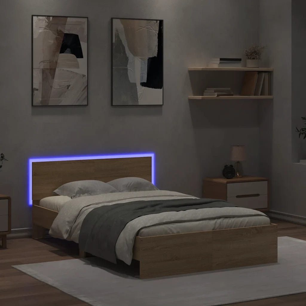 Giroletto con Testiera e LED Rovere Sonoma 140x190 cm 3207625
