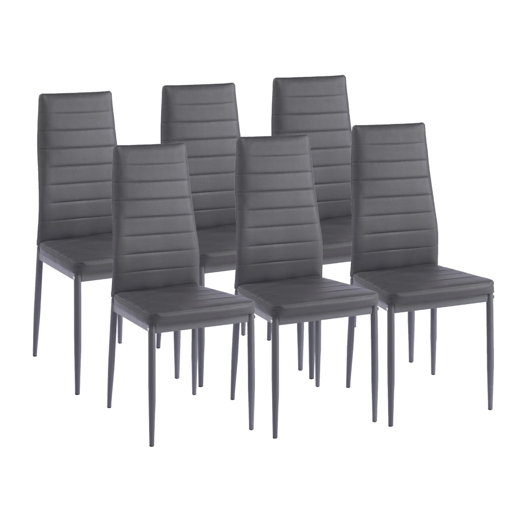 Set Sedie da Pranzo 4 o 6 Pezzi, Sedie Moderne Imbottite per Cucina Soggiorno Sala da Pranzo, Facile Montaggio con Gambe Robuste, Rivestimento in Pelle Sintetica  Grigio - 6 Pezzi