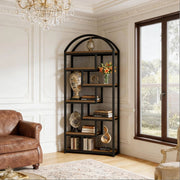 Libreria a 7 ripiani in MDF e metallo nero/marrone rustico