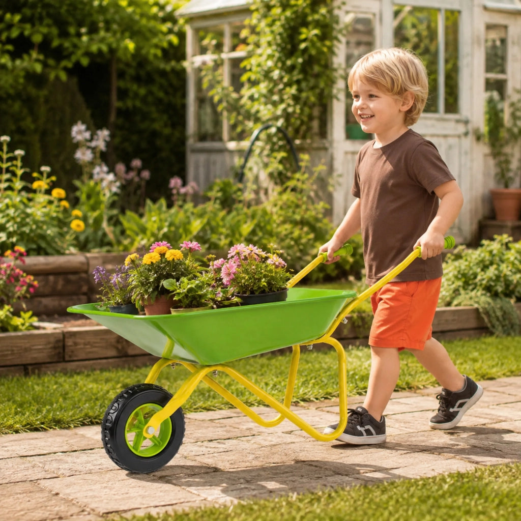 Carriola per bambini KADAX, metallo, verde/gialla