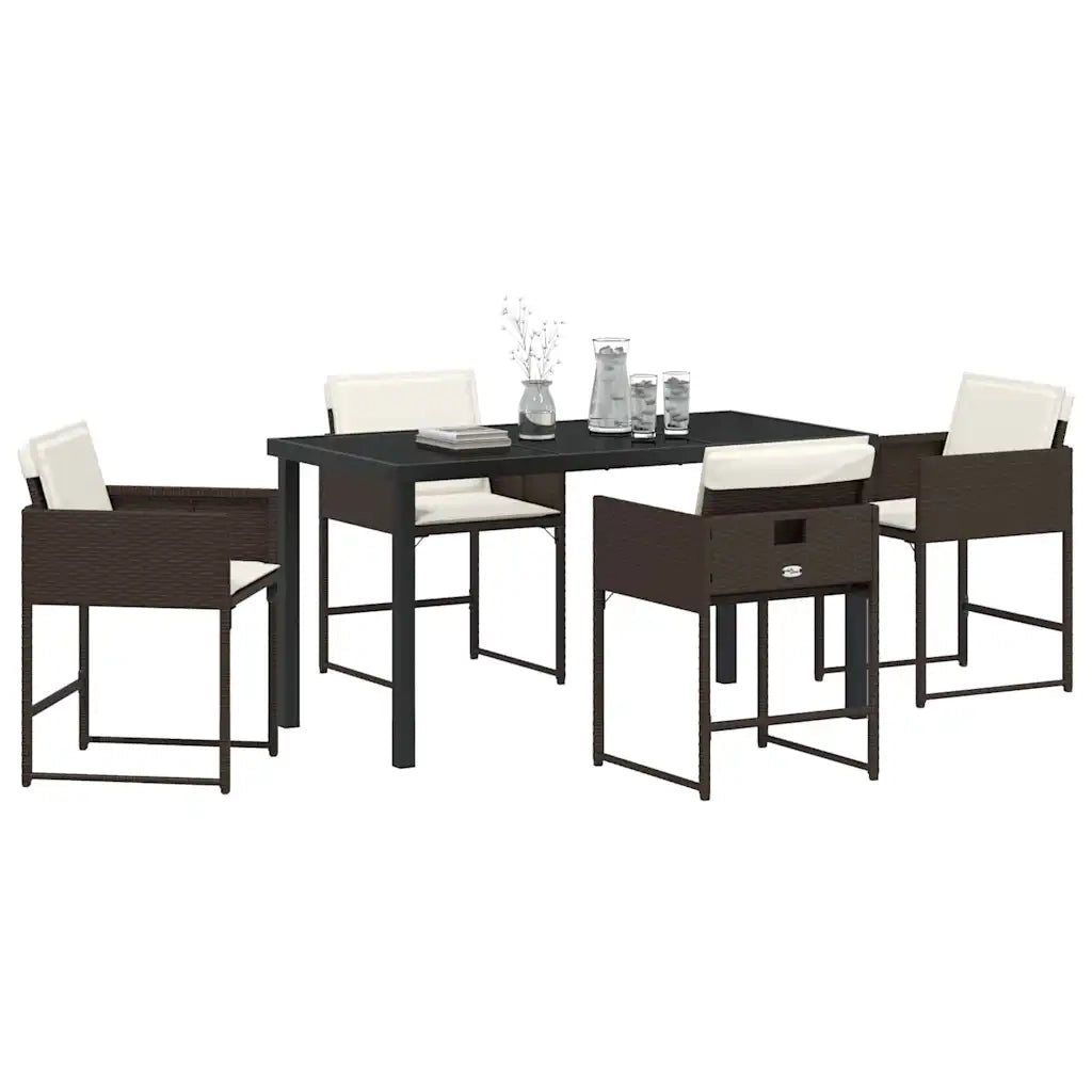 Set da Pranzo per Giardino 5 pz Marrone polyrattan 3380017