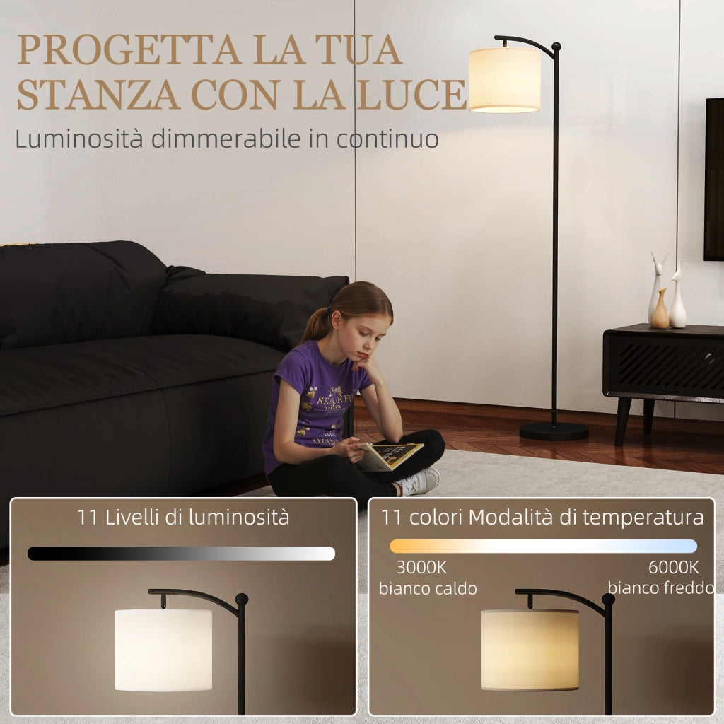 Lampada da Terra LED Dimmerabile con Telecomando ¨C Minimal ¨C Nero