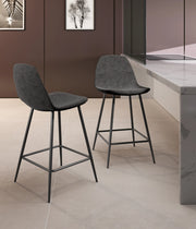 Sgabello Brigitte Grigio Vintage in Similpelle con Struttura in Metallo Antracite - Design Industriale per Arredo Interni Moderno