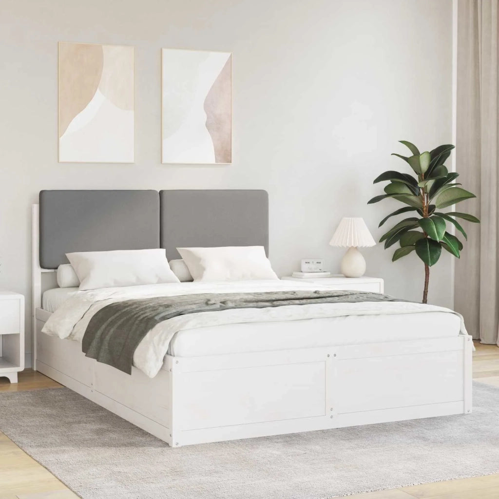 Letto con Testiera Rivestita Grigio chiaro 160 x 200 cm