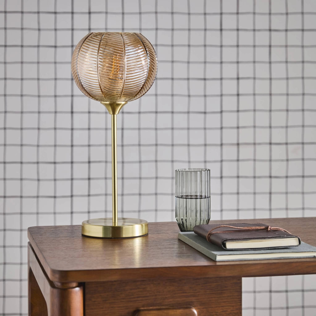 Lampada in metallo e vetro, 20cm, ambre