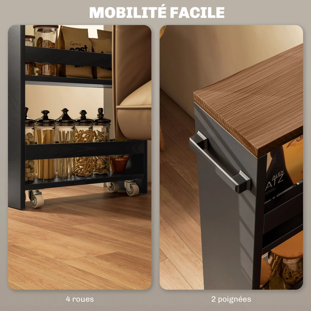 Carrello con 3 cassetti su ruote ¨C Minimal ¨C 51.5x13x80 cm