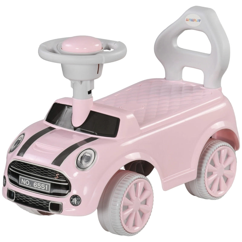 Auto cavalcabile per bambini 1,5-3 anni, max 25 kg, rosa, con clacson, sedile antiscivolo e protezione anti-ribaltamento