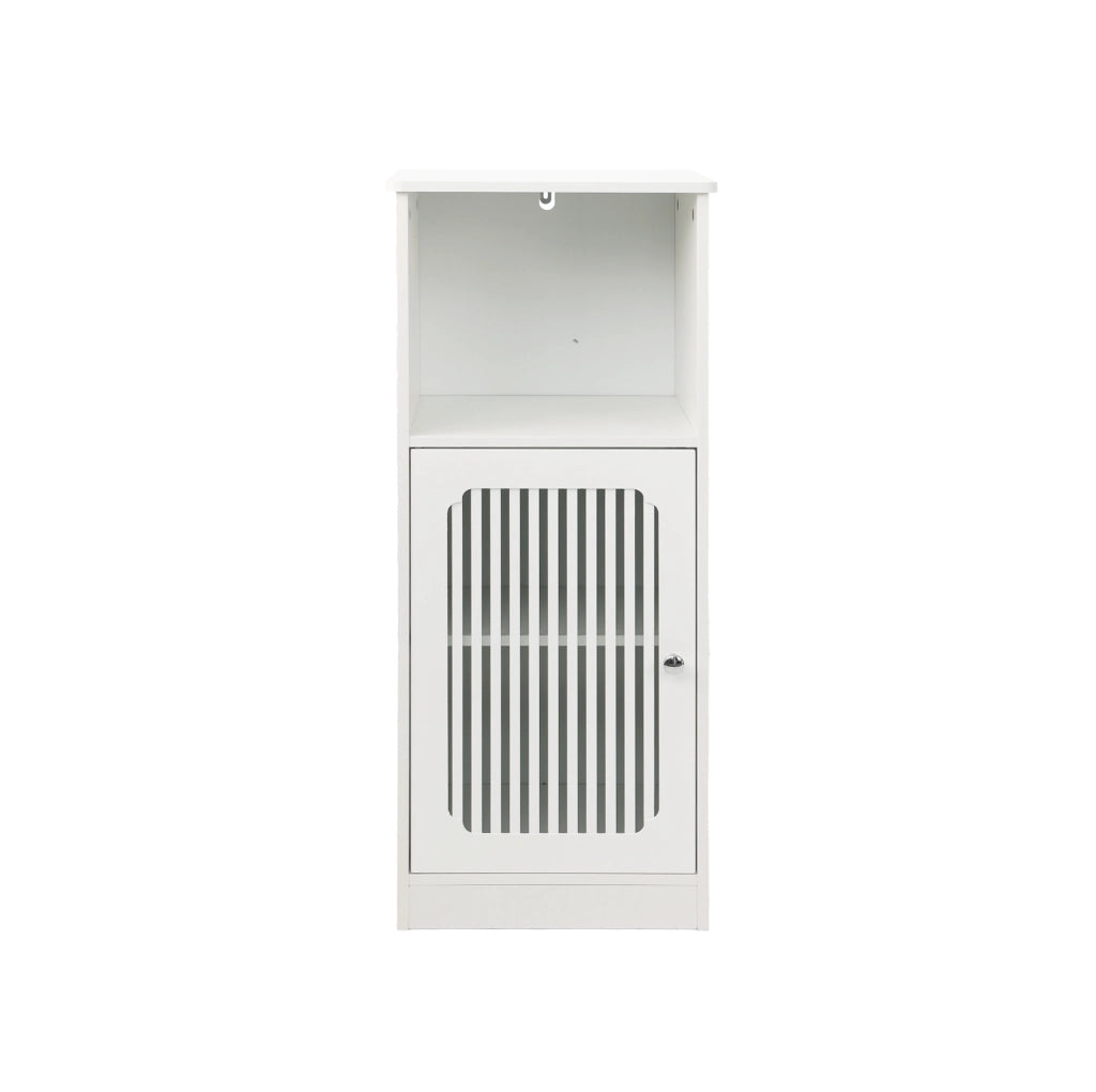Mobile bagno basso bianco in MDF e pannello truciolare, ante a lamelle