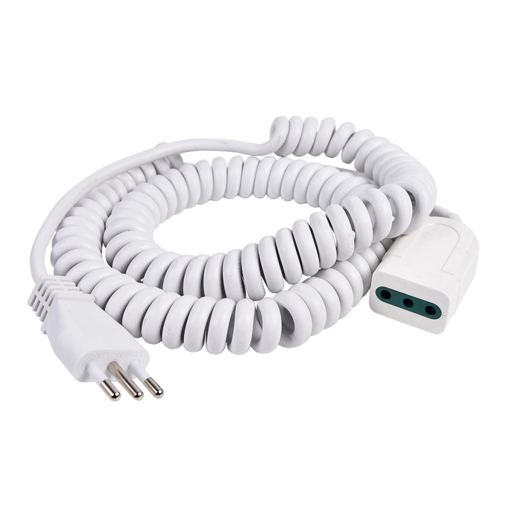 PROLUNGA ELETTRICA BIPASSO ESTENDIBILE 10A CON SPINA E PRESA 2P+T - LUNGHEZZA REGOLABILE DA 1,2 A 5 METRI SICURA FLESSIBILE E SALVASPAZIO