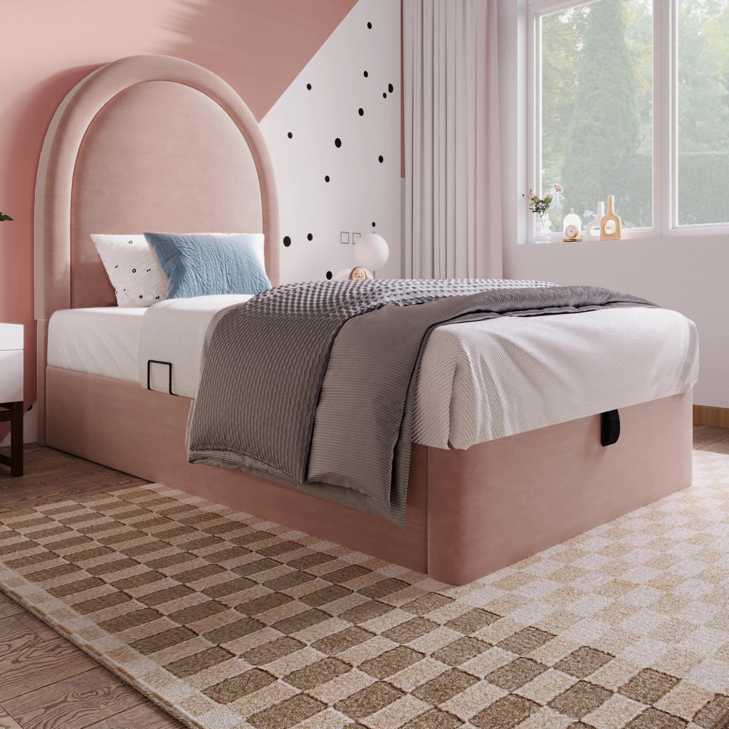 Letto singolo per bambini 90 x 200 cm rosa in velluto