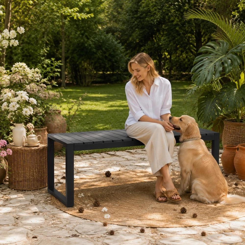 Garden Bench 120.5 Cm PS Board Black