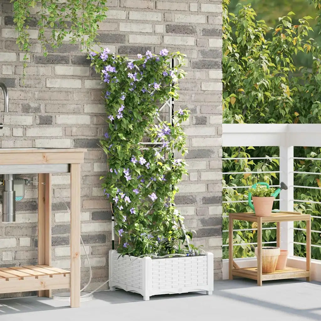 Fioriere | Cassetta per fiori | Vaso da giardino Bianco 40 x 40 x 126 cm Plastica