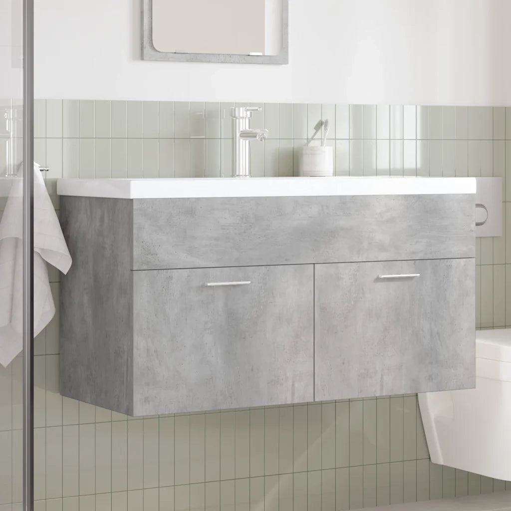 Mobile da Bagno con Lavabo Integrato e Rubinetto Grigio Cemento 3324891