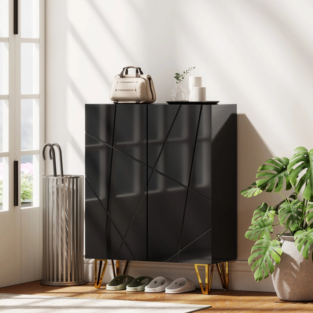 Armadio per scarpe con 2 ante e 3 ripiani regolabili ¨C Minimal ¨C 72x31.5x95 cm nero