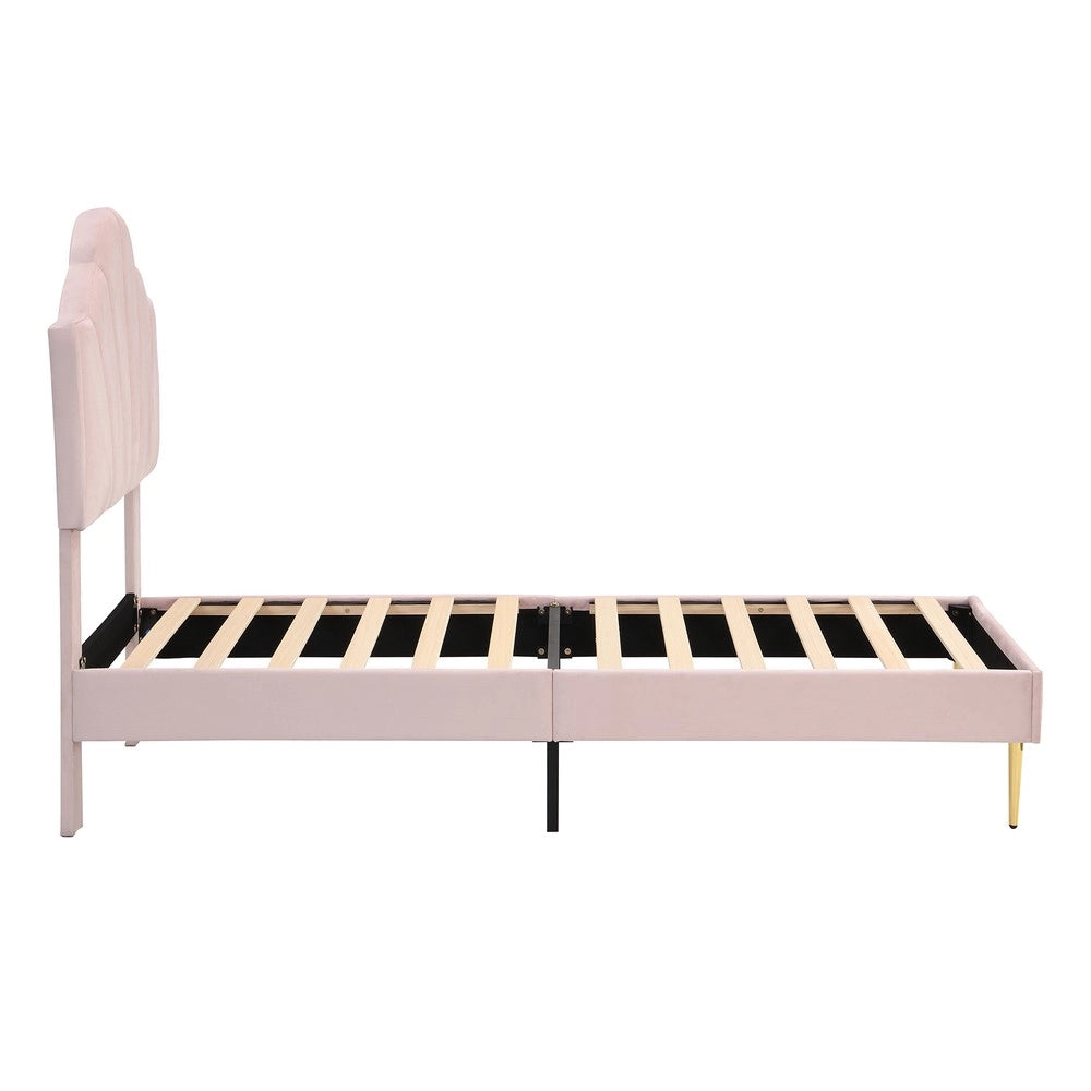 Letto Imbottito con Testiera Regolabile e Panca Contenitore ¨C Xylo ¨C Velluto Rosa 90x200