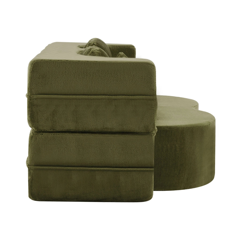 Divano letto pieghevole verde 2 in 1 con 4 cuscini