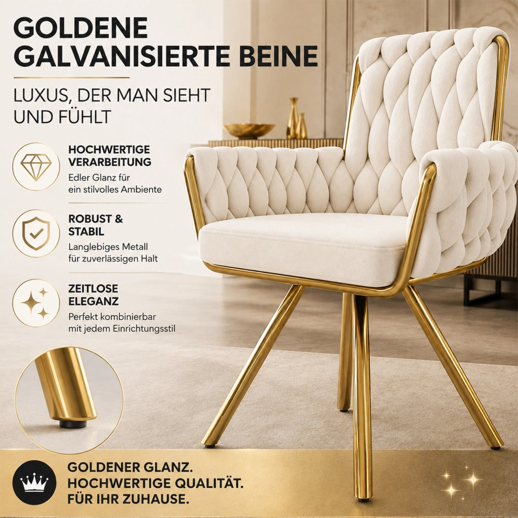 SEDIA Girevole 360° Set da 6 pezzi in velluto beige